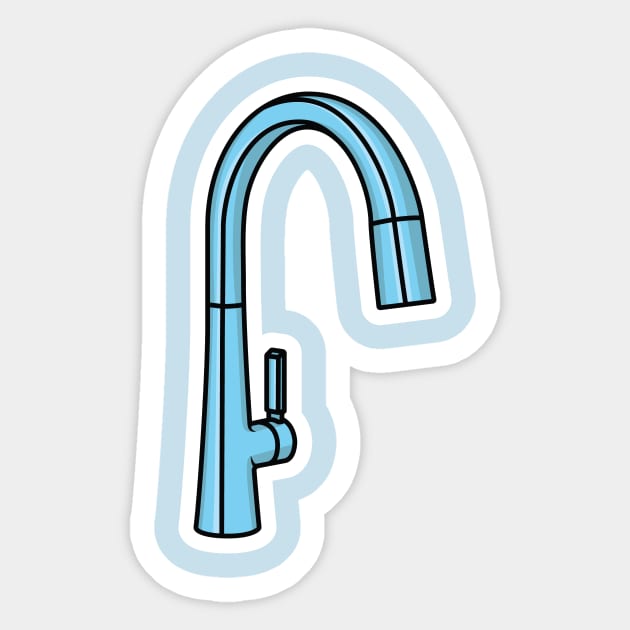 Steel Water Supply Faucets For Bathroom And Kitchen Sink Sticker vector illustration. Home interior objects icon concept. Kitchen faucet sticker design logo with shadow. Sticker by AlviStudio